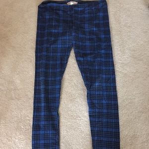 Royal blue and black patterned leggings